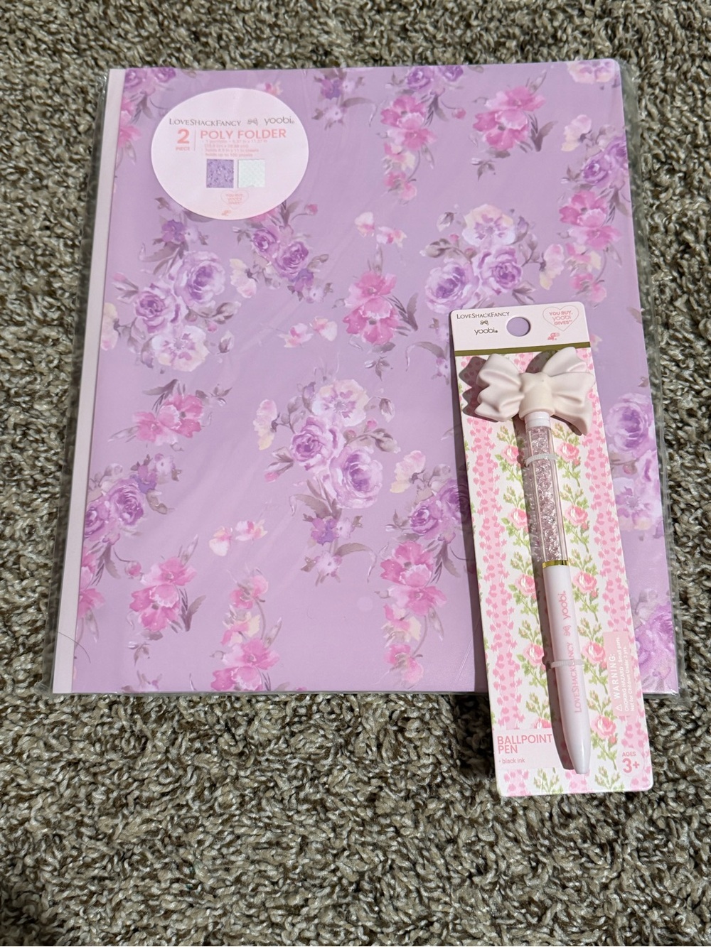 2 LoveShackFancy folders + 🎀 Bow pen